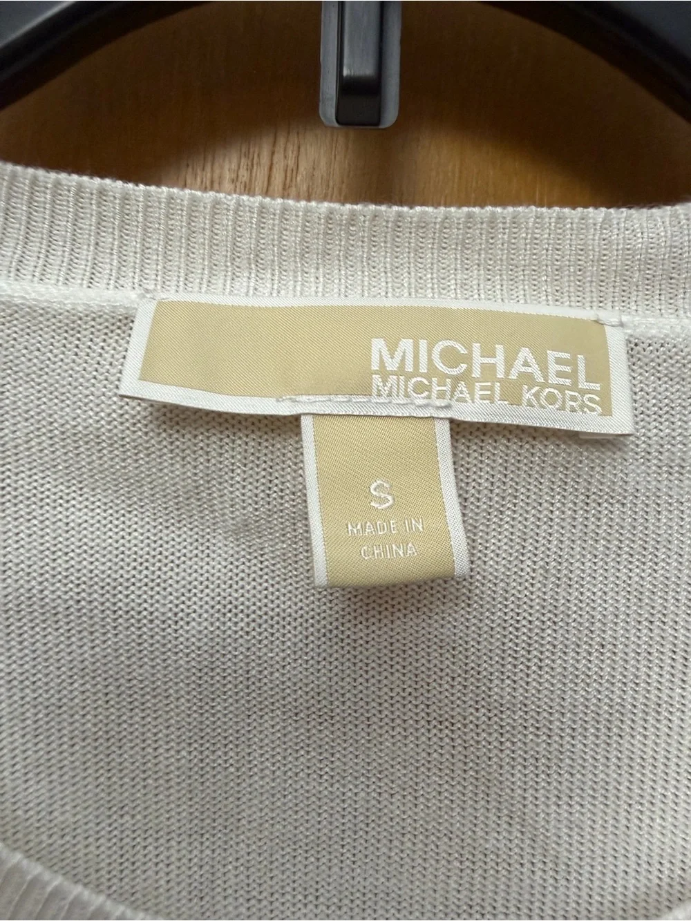 Michael Kors Cream Short-Sleeve Ruffle Cuff Knit Top